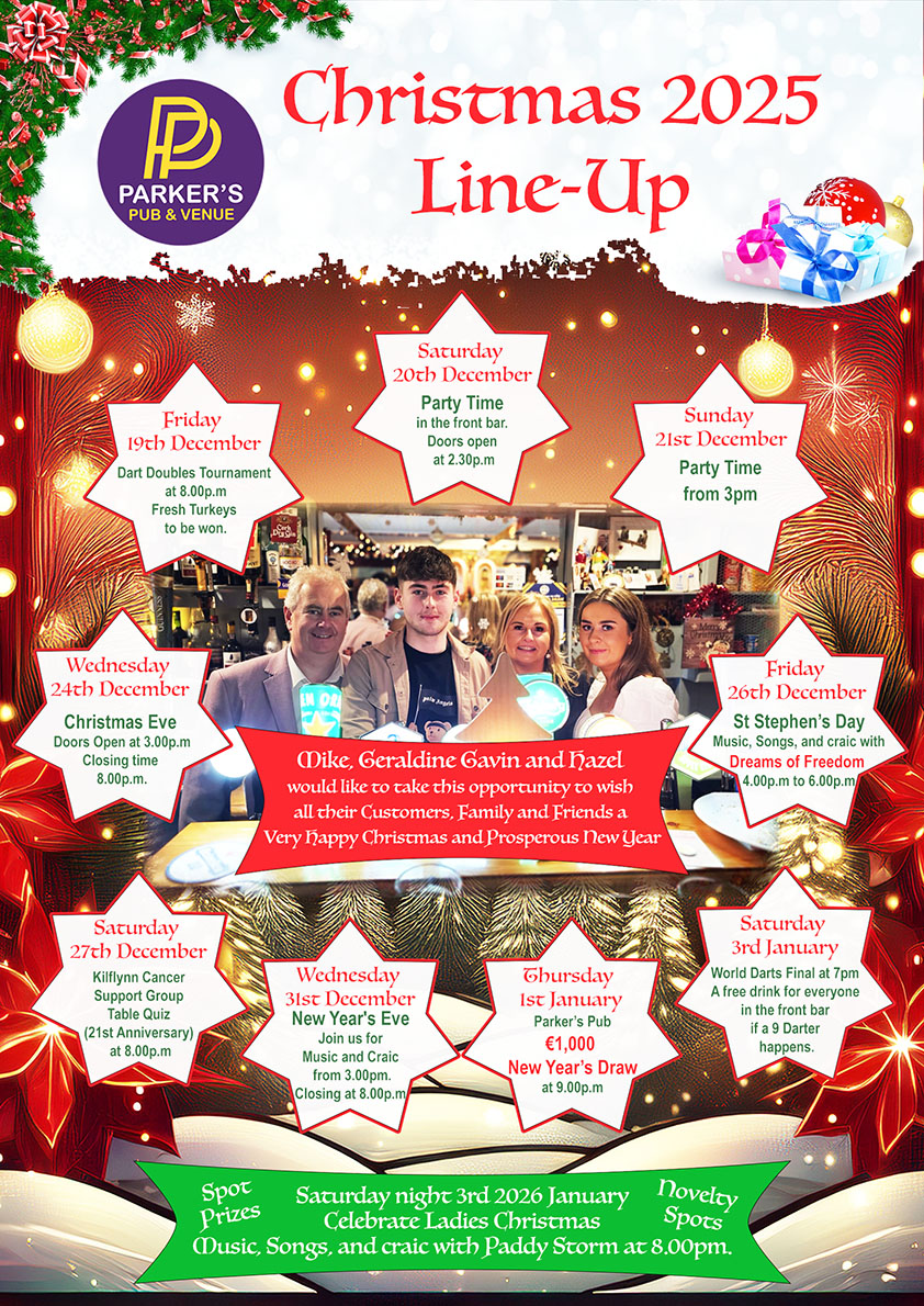 Parkers Pub Kilflynn Christmas 2025